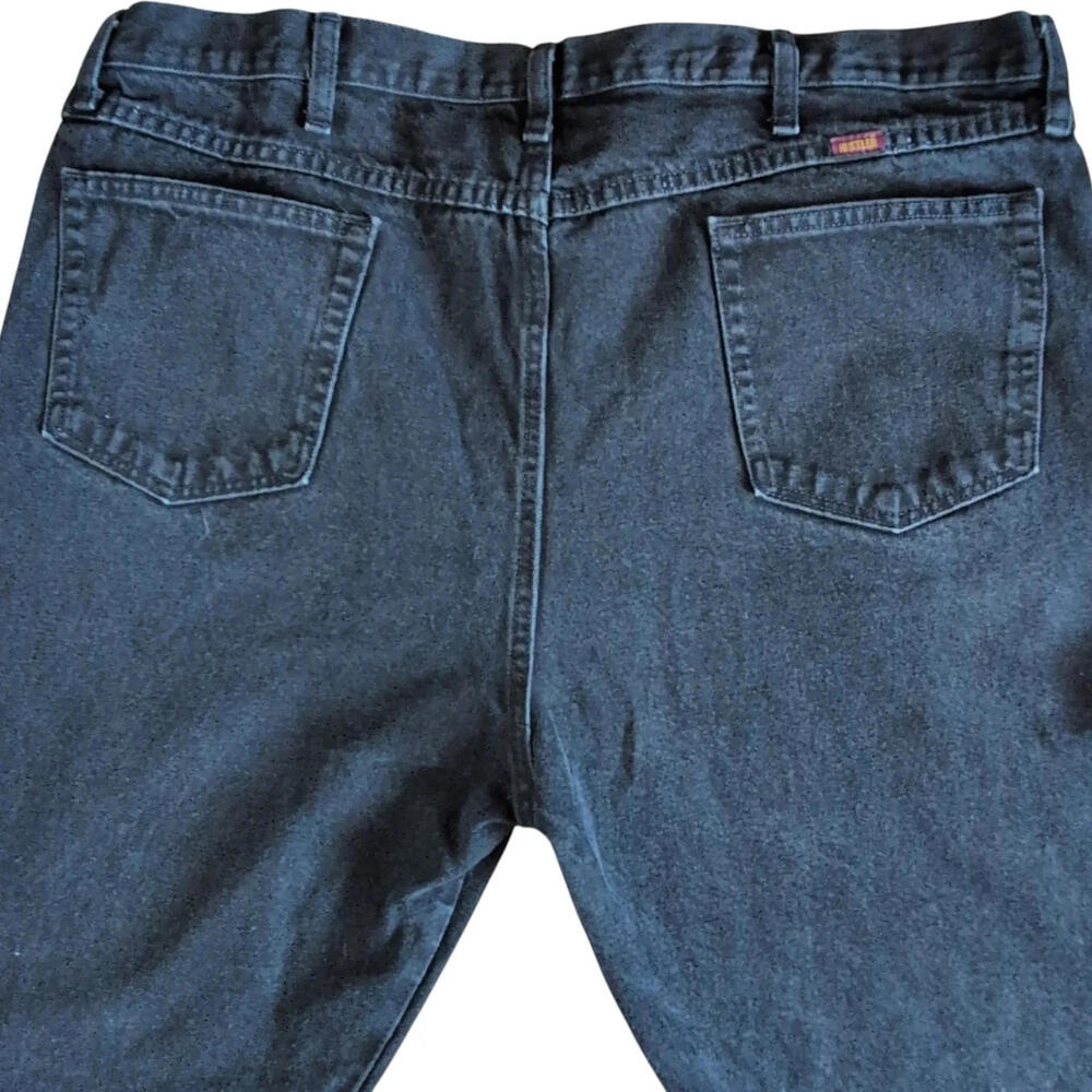 Rustler‎ Jeans Mens 42x28 Black Denim Straight Leg Raw Hem Frayed Relaxed Fit - Picture 6 of 10